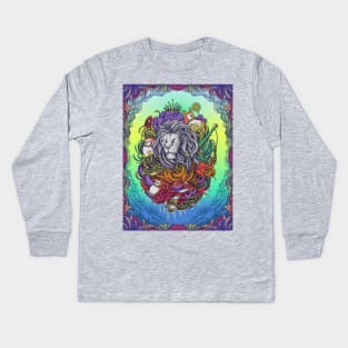 Lion Engraving Surrealism Artwork Kids Long Sleeve T-Shirt